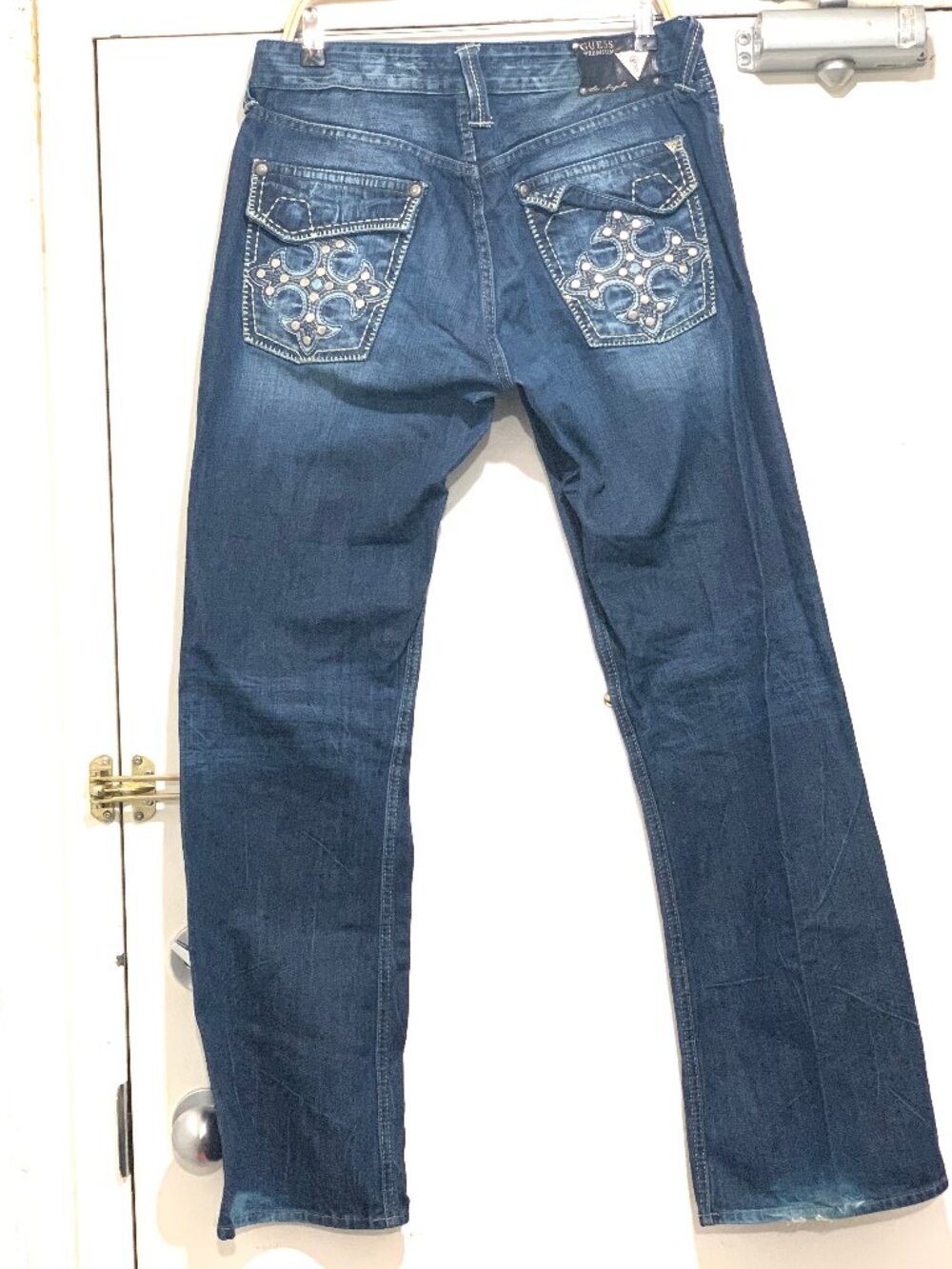 VINTAGE GUESS LOS ANGELES PREMIUN FALCON SLIM BOOT STUD JEANS SIZE 34